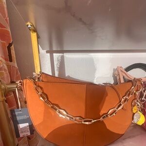 Universal Thread Orange Shoulder Bag with Gold Chain